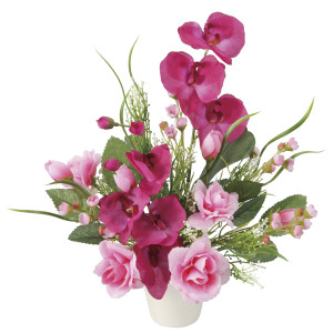 光触媒 人工観葉植物 造花 ラベンダーローズ (高さ29cm) (2702A40)