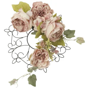 光触媒 人工観葉植物 造花 壁掛けキャベジローズ (高さ31cm) (2728A30)