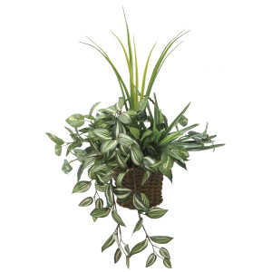 光触媒 人工観葉植物 造花 壁掛けナチュラルグラス (高さ65cm) (281P80)