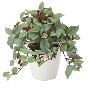 光触媒 人工観葉植物 造花 実付ローレル(フロック加工) (高さ25cm) (388G40)