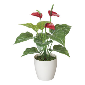 光触媒 人工観葉植物 造花 フレッシュアンスリューム (高さ40cm) (389A35)