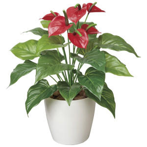 光触媒 人工観葉植物 造花 フレッシュアンスリュームM (高さ43cm) (390A60)