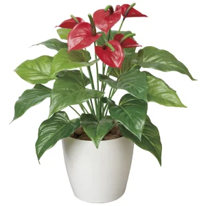 光触媒 人工観葉植物 造花 フレッシュアンスリュームM (高さ43cm) (390A60)