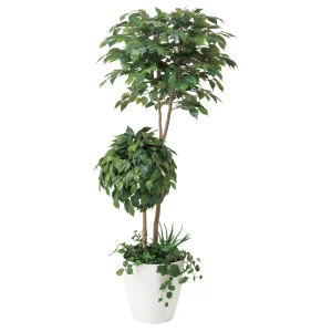 光触媒 人工観葉植物 造花 ベンジャミンダブルフェイス1.8植栽付 (高さ180cm) (413A500)