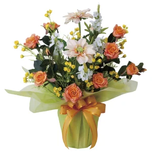 光触媒 人工観葉植物 造花 サンセットローズ (高さ45cm) (468R80)