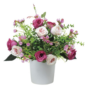 光触媒 人工観葉植物 造花 プリティーローズ (高さ28cm) (547R50)