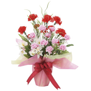 光触媒 人工観葉植物 造花 ミックスカーネーション (高さ50cm) (858R60)
