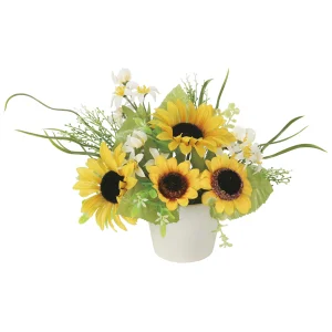 光触媒 人工観葉植物 造花 プティサンフラワー (高さ19cm) (918H30)