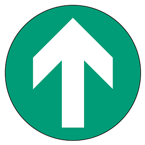 フロアシート 糊付丸形 Φ30cm 「矢印」床面滑り止め加工ラミネート仕様  Cタイプ