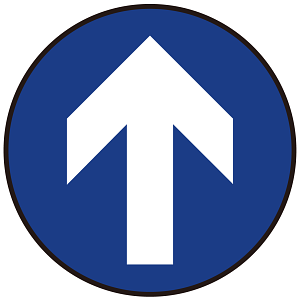 床面サイン フロアラバーマット 円形 矢印サイン 防炎シール付 Aタイプ 直径40cm (PEFS-009-A(40))