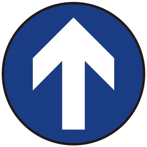 床面サイン フロアラバーマット 円形 矢印サイン 防炎シール付 Aタイプ 直径40cm (PEFS-009-A(40))