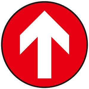 床面サイン フロアラバーマット 円形 矢印サイン 防炎シール付 Bタイプ 直径40cm (PEFS-009-B(40))