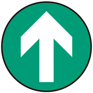 床面サイン フロアラバーマット 円形 矢印サイン 防炎シール付 Cタイプ 直径40cm (PEFS-009-C(40))