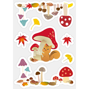 【2025年秋商品】ウィンドウステッカー(小)キノコ(No179-1905)