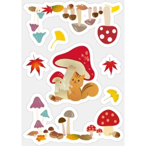 【2025年秋商品】ウィンドウステッカー(小)キノコ(No179-1905)