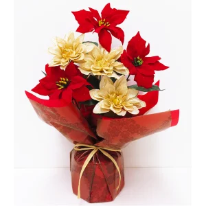 【2024年商品】ポインセチアダリアラッピング (No.042062)