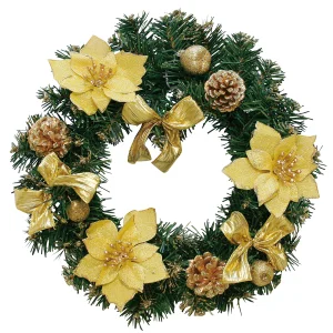 【2024年商品】35cmデコレーションリースゴールド (No.043608)