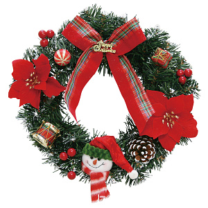 【2024年商品】30cmデコレーションリーススノーマン (No.043611)