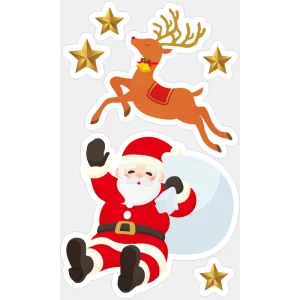 【2024年商品】ウィンドウステッカーサンタ＆トナカイ (No.043709)