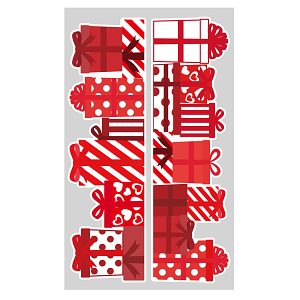 【2024年商品】ウィンドウステッカープレゼントBOX赤(白フチ) (No.043754)