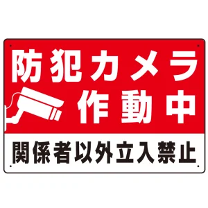 防犯カメラ作動中 関係者以外立入禁止 A オリジナル プレート看板 W450×H300 エコユニボード