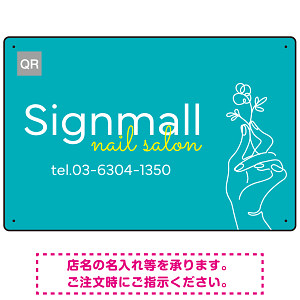 フレッシュカラーとワンラインイラストで魅せるネイルサロン用デザインプレート ブルー W450×H300 エコユニボード(SP-SMD781C-45x30U)