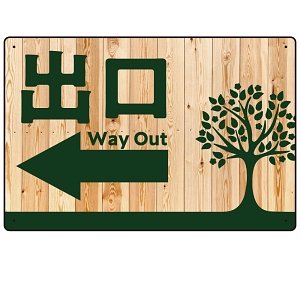 ナチュラルウッド調案内板 オリジナルプレート看板 出口/左矢印 W450×H300 エコユニボード (SP-SMD789BL-45x30U)