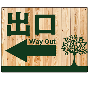 ナチュラルウッド調案内板 オリジナルプレート看板 出口/左矢印 W600×H450 エコユニボード (SP-SMD789BL-60x45U)