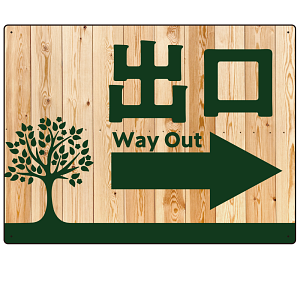 ナチュラルウッド調案内板 オリジナルプレート看板 出口/右矢印 W600×H450 エコユニボード (SP-SMD789BR-60x45U)