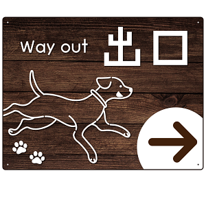 ペット施設向け 木目調案内板 オリジナルプレート看板 出口/右矢印 W600×H450 エコユニボード(SP-SMD798BR-60x45U)