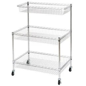 シェルフワゴン 2段 H1280 ハーフカゴ付