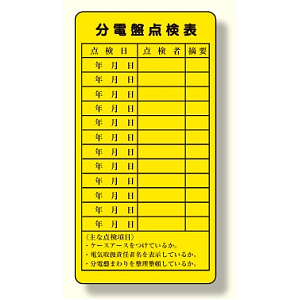 電気関係標識 分電盤点検表 (325-27)