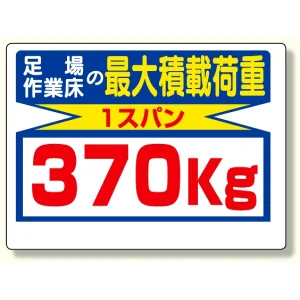 制限荷重標識 足場の作業床の最大積載荷重 (329-08)