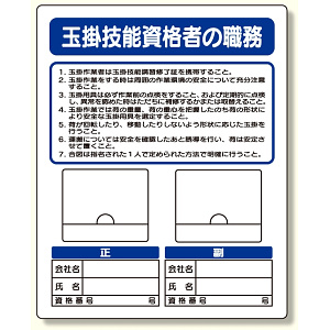 写真ケース付作業主任者標識 玉掛技能.... (356-48)