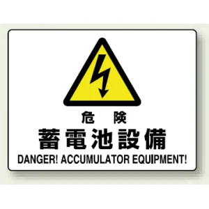 ヨコ型 危険標識 225×300 危険 蓄電池設備 エコボード (804-57B)