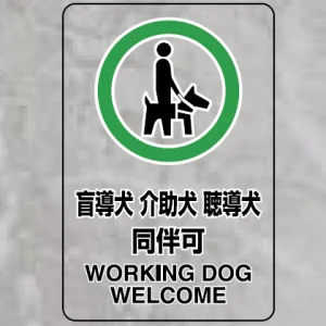 透明ステッカー JIS規格安全標識（小）5枚1組 150×100 盲導犬 介護犬・・ (807-75)