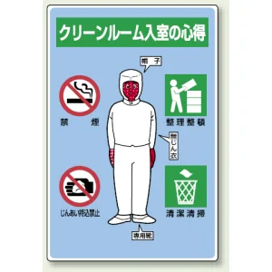 クリーンルーム入室の心得 エコユニボード 450×300 全身イラスト (816-41A)