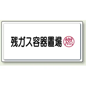 高圧ガス関係標識 300×600 鉄板 残ガス容器置場 (827-19)