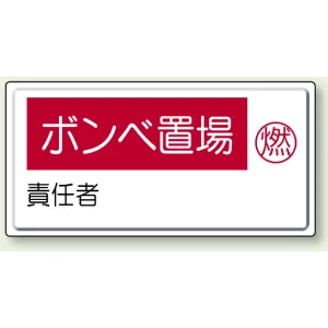 高圧ガス関係標識 300×600 鉄板 ボンベ置場 (827-21)