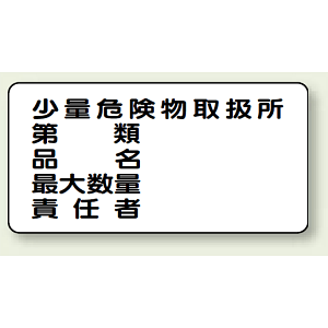 横型標識 少量危険物取扱所 ボード 300×600 (830-58)