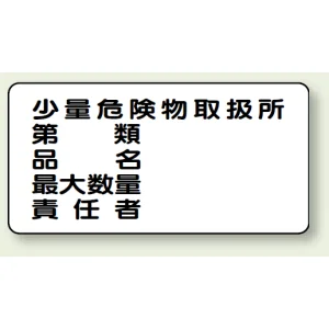 横型標識 少量危険物取扱所  300×600 鉄板 (828-58)