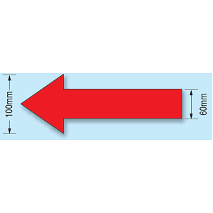 矢印 (赤) 蛍光ステッカー 100×220 (829-82)