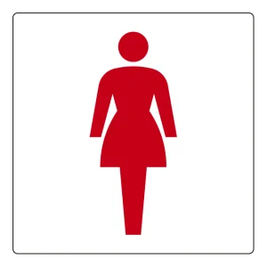 トイレ表示アクリル板 女子 150mm角 (842-63A)