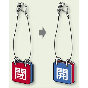 両面用表示板 閉(赤) 開(青) 65角 5セット1組 (857-50)