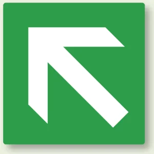 矢印ステッカー 100角・5枚1組 緑 斜め上矢印 (862-34)