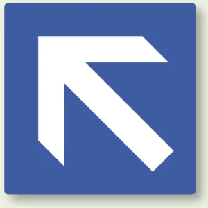 矢印ステッカー 100角・5枚1組 青 斜め上矢印 (862-36)