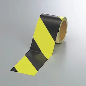 蛍光反射トラテープ (セパ付) 黒/黄 90mm (864-61)