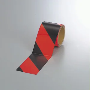 蛍光反射トラテープ (セパ付) 黒/オレンジ 90mm (864-64)