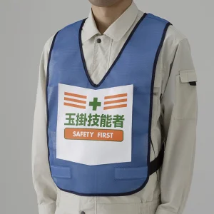 両面表示付ベスト 青 玉掛技能者 (873-94BL)