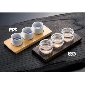 利き酒トレイ3穴 白木(W16229)